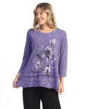 Jess & Jane Floral Print Layered Tunic Top | 3X, Ballet Purple