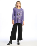 Jess & Jane Floral Print Layered Tunic Top | 3X, Ballet Purple