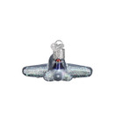 Old World Christmas 46065, Trains, Helicopters, Boats and Trucks Glass Blown Ornaments for Christmas Tree Passenger Plane, Glitter Gray