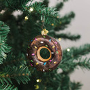 Old World Christmas Chocolate Frosted Donut Glass Blown Ornament for Christmas Tree
