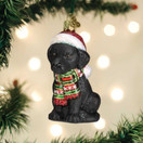 Old World Christmas Holiday Black Labrador Puppy Glass Blown Christmas Tree Ornament.