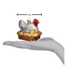 Old World Christmas Farm Animals Glass Blown Ornaments for Christmas Tree, Hen on Nest