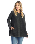 Jess & Jane Women's Mineral Washed Cotton French Terry Top - M121 | Small, Black