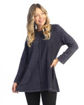 Jess & Jane Women's Mineral Washed Cotton French Terry Top - M121 | 1X, Violet