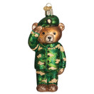 Old World Christmas Army Glass Blown Ornaments for Christmas Tree Bear