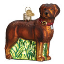 Old World Christmas 12508 Dog Collection Glass Blown Ornaments for Christmas Tree Standing - Chocolate Lab