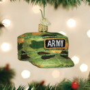 Old World Christmas Army Cap Ornament, Green | Army Cap