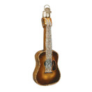Old World Christmas 38010 Musical Instruments Glass Blown Ornaments for Christmas Tree Guitar - Glitter Brown 