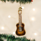 Old World Christmas 38010 Musical Instruments Glass Blown Ornaments for Christmas Tree Guitar - Glitter Brown 