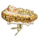 Old World Christmas Baby Jesus in Manger Glass Blown Ornament for Christmas Tree