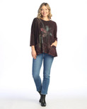 Jess & Jane Women's Coloring Mineral Washed Patch Pocket Cotton Tunic | 2X, Field Notes Wine