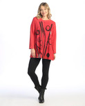 Jess & Jane Women's Mineral Washed Cotton French Terry Top - M121 | Large, Staccato Scarlet