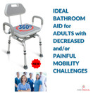 Medical Premium Bathroom Swivel Padded Shower Chair Bath Bench w/ Back, 360 Degree Swivel Seat with Locking Mechanism and Center Lever for Easy Swivel Medical Premium Bathroom Swivel Padded Shower Chair Bath Bench w/ Back, 360 Degree Swivel Seat with Locking Mechanism and Center Lever for Easy Swivel