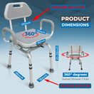 Medical Premium Bathroom Swivel Padded Shower Chair Bath Bench w/ Back, 360 Degree Swivel Seat with Locking Mechanism and Center Lever for Easy Swivel Medical Premium Bathroom Swivel Padded Shower Chair Bath Bench w/ Back, 360 Degree Swivel Seat with Locking Mechanism and Center Lever for Easy Swivel