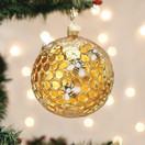 Old World Christmas Bee Blessed Round Glass Hanging Ornament.