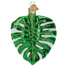 Old World Christmas Monstera Leaf Glass Hanging Ornament.