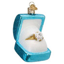 Old World Christmas Something Blue Ring Box Glass Hanging Ornament.