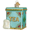 Old World Christmas Tea Tin Glass Hanging Ornament .