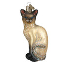 Old World Christmas Ornaments Tan Siamese Cat Glass Blown Ornaments for Christmas Tree.
