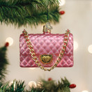 Old World Christmas Quilted Purse Glass Hanging Ornament. 