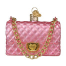 Old World Christmas Quilted Purse Glass Hanging Ornament. 