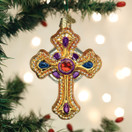 Old World Christmas Ornate Cross Glass Blown Ornament for Christmas Tree