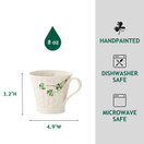 Belleek Classic Shamrock Ceramic Coffee Mug Set - Handmade Porcelain Ceramic Mug - 8 oz Ceramic Coffee Cups Set - Collectible Basketweave Tea Mugs, White Coffee Mugs Set | Aesthetic Mugs Gift Set