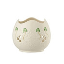 Belleek Shamrock Lace Pierced Votive, White, Porcelain - 4" x 3"