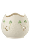 Belleek Shamrock Lace Pierced Votive, White, Porcelain - 4" x 3"