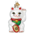 Old World Christmas Lucky Cat Glass Hanging Ornament.