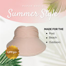 Sun Visors for Women - Visor Hats for Summer, Beach, Gardening | UV Protection, Adjustable, 4.5" Brim - Tie Adjuster (Natural, Tie Back - 4.5" Brim)