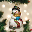 Old World Christmas Ornaments Snowman with Playful Pets Glass Blown Ornaments for Christmas Tree