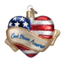 Old World Christmas Ornaments God Bless America Heart Glass Blown Ornaments for Christmas Tree | God Bless America Heart