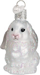 Old World Christmas Ornaments White Baby Bunny Glass Blown Ornaments for Christmas Tree.