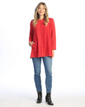 Jess & Jane Women's Mineral Washed Cotton French Terry Top - M121 | Large, Scarlet