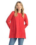 Jess & Jane Women's Mineral Washed Cotton French Terry Top - M121 | 2X, Scarlet