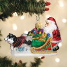 Old World Christmas Santa's Dog Sled Glass Blown Ornament for Christmas Tree | 5.5 Inches, Santa's Dog Sled