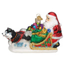 Old World Christmas Santa's Dog Sled Glass Blown Ornament for Christmas Tree | 5.5 Inches, Santa's Dog Sled