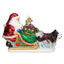 Old World Christmas Santa's Dog Sled Glass Blown Ornament for Christmas Tree | 5.5 Inches, Santa's Dog Sled