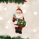 Old World Christmas Ornaments Glass Blown Ornaments for Christmas Tree, Santa w/ Wreath