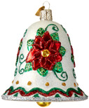 Old World Christmas Ornaments: Poinsettia Bell Glass Blown Ornaments for Christmas Tree, Poinsettia Bell