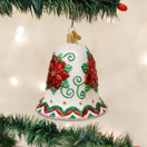 Old World Christmas Ornaments: Poinsettia Bell Glass Blown Ornaments for Christmas Tree, Poinsettia Bell