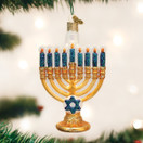 Old World Christmas Ornaments: Hanukkah Glass Blown Ornaments for Christmas Tree - Menorah