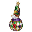 Checkered Green Purple Harlequin Snowman Glass Decorative Hanging Holiday Tree Ornament