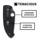 Spyderco Tenacious Folding Utility Pocket Knife with 3.39" Black Stainless Steel Blade and Durable G-10 Handle - Everyday Carry - PlainEdge | C122GBBKP