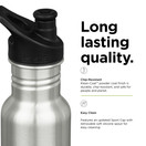 KLEAN KANTEEN Classic Narrow Sport Cap Brushed Stainless Bottle 532Ml, 1 EA