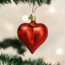 Old World Christmas Large Matte Red Heart Glass Blown Ornaments for Christmas Tree