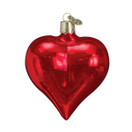 Old World Christmas Ornaments Shiny Red Heart Glass Blown Ornaments for Christmas Tree