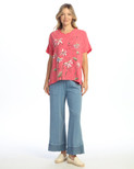 Jess & Jane Mineral Washed Gauze Top M92 (1X, Lola Raspberry)