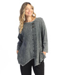 Jess & Jane Women's Mineral Washed Faux Wrap Top M122 (2X, Charcoal)